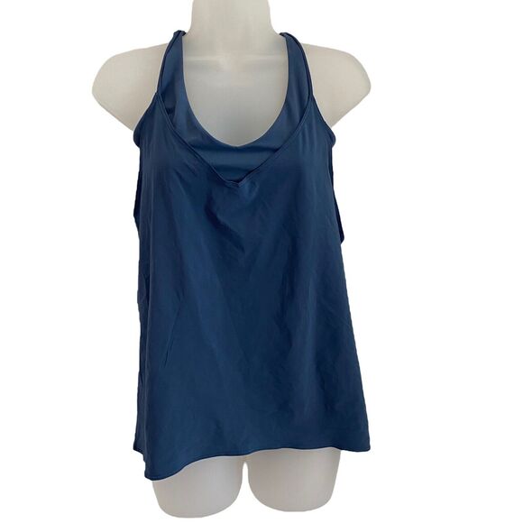 Athleta Small Tank Top Racerback Strappy Shelf Bra Blue NO SIZE TAG - Picture 1 of 7